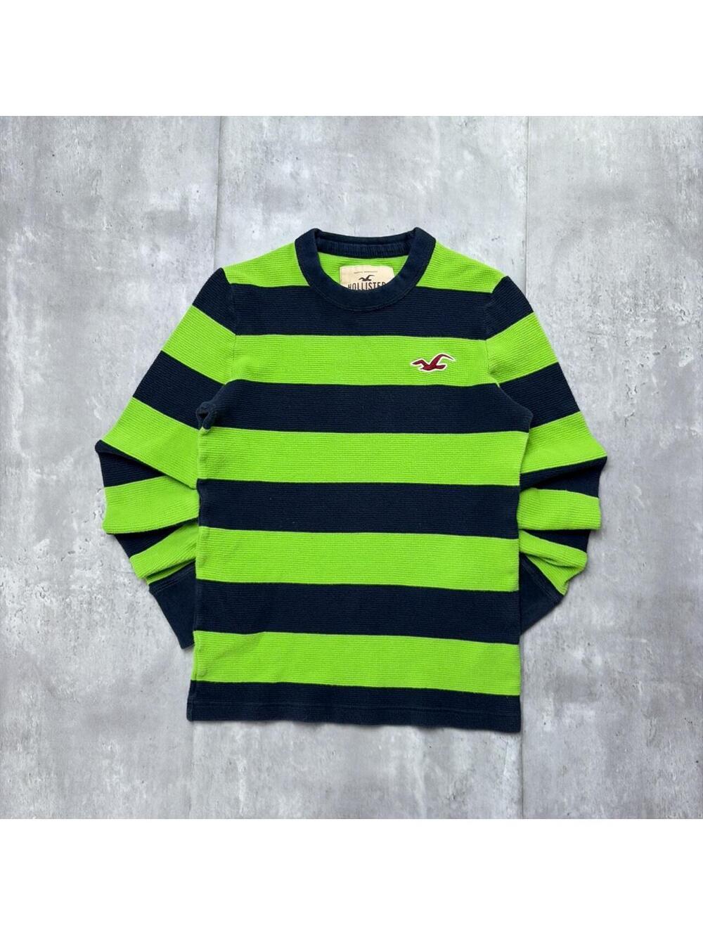 Y2K Green Hollister Surf Grunge Thermal Long Sleeve Shirt